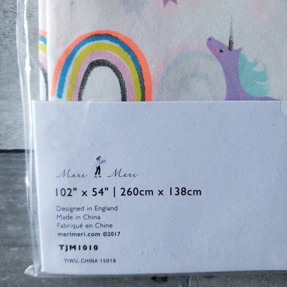 NWT - Meri Meri Unicorn and Rainbow Disposable Tablecloth 102"x54" - Picture 2 of 2